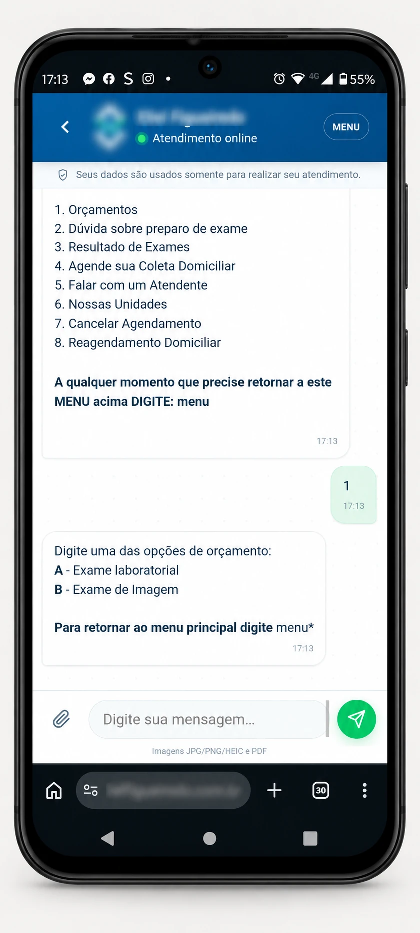 Conversa com o paciente pelo webchat
