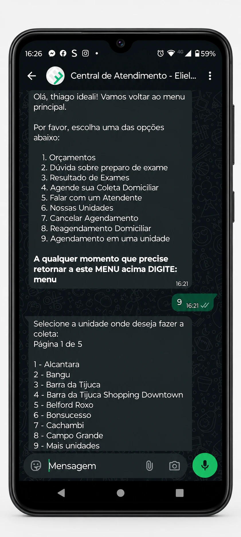 Atendimento no WhatsApp